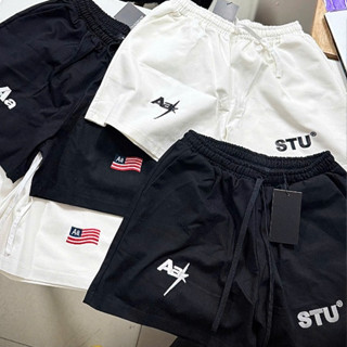 Quần Short Kaki Nam Nữ Aa Stu Thêu Lưng Chun Dây Dài Form Chuẩn Đẹp Full Tag Mạc Chuẩn