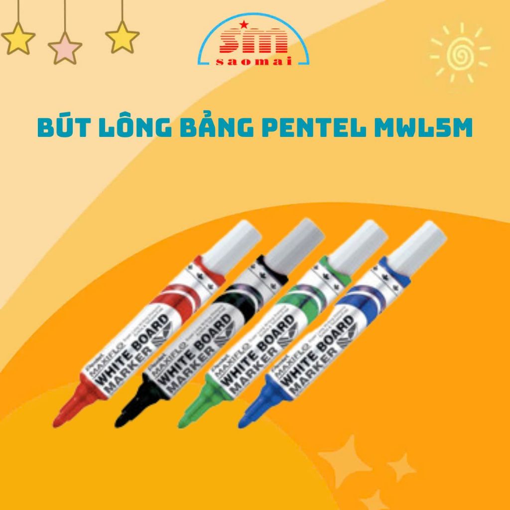 Bút Lông Bảng Pentel MWL5M Màu Mực Xanh/ Đỏ Văn Phòng Phẩm Sao Mai