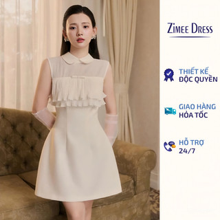  Váy Sát Nách Cổ Sen Dáng Chữ A Phối Bèo Ngực hai Tầng Lace Dress 