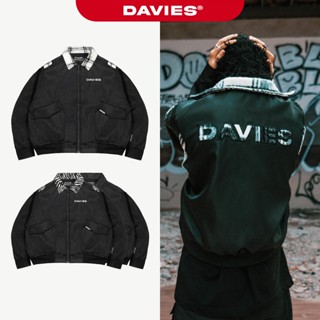 Áo khoác bomber croptop nam nữ DAVIES dù protex phối vải flannel caro đen local brand Flannel Type Logo Jacket I D37-AK6