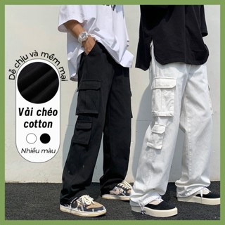 Quần Túi Hộp nam quần dài ống suông thời trang unisex Nhiều túi Thoáng bigsize Quần Baggy