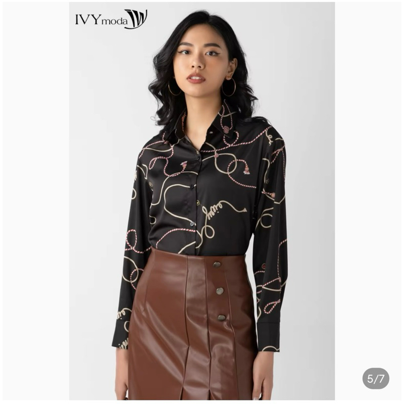 Áo sơ mi nữ họa tiết xích IVY moda
