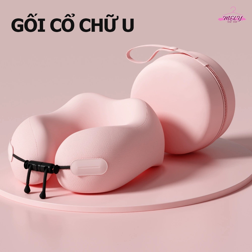 Gối kê cổ chữ U MELY TOP TOP cao su non mềm mại đàn hồi tốt, vỏ mềm mịn thoáng khí có hộp sang trọng