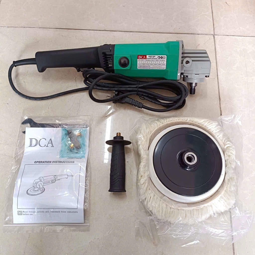 Máy Đánh Bóng DCA  ASP180, Chổi Đánh 180mm,750W, Mô Tơ Đồng, Chính Hãng BH 6T