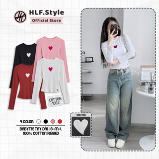  Áo thun dài tay nữ kiểu baby tee ôm body thêu tim áo phông nữ girl phố babydoll HLFStyle 