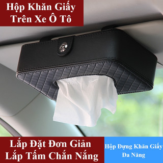  Hộp đựng khăn giấy trên ô tô YIPAUTO Hộp đựng khăn giấy bọc da xe hơi cài tấm chắn nắng gài sau ghế thiết kế sang trọng 