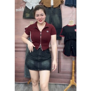   BIGSIZE 85KG  6999 Chân Váy jean Nữ Ngắn Tạo Kiểu May Viền 2 Bên cv bò nữ có quần trong 2 lớp HOT 