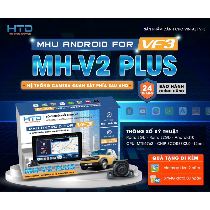 Bộ Chuyển đổi MHU Androi cho VF3 có cam lùi - công nghệ 2025
