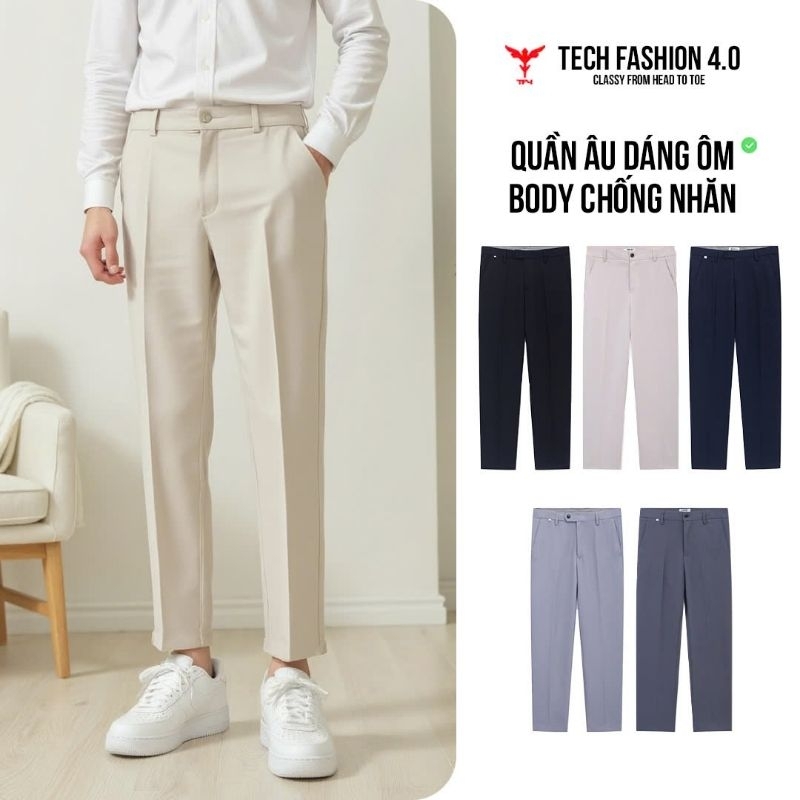 Quần âu nam chất vải tuyết mưa ,co giãn 4 chiều dáng ôm body chống nhăn TF4