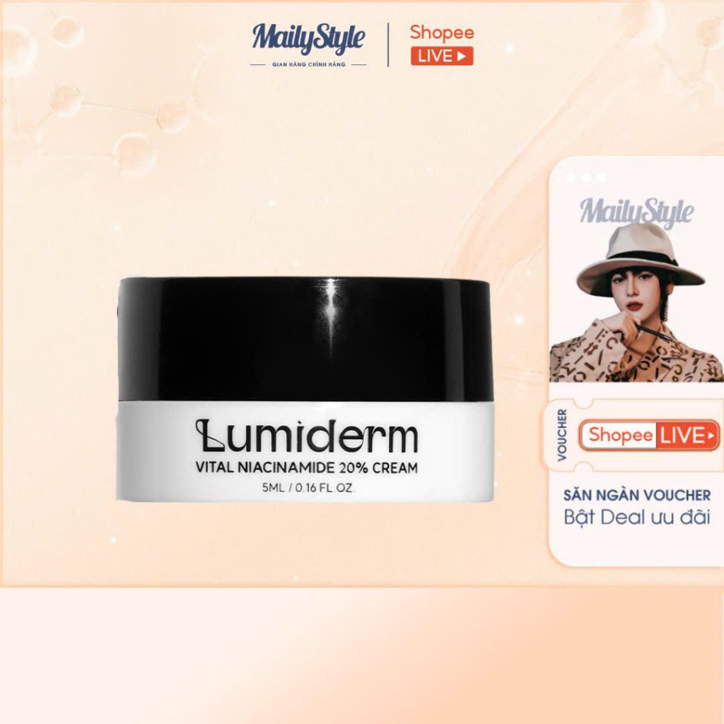  E67_  SIZE MINI  Kem dưỡng Lumiderm vital niacinamide 20% cream hũ 5ml  Vỏ trắng  