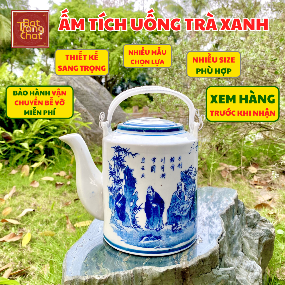 Ấm Tích, Ấm Tích Ủ Chè Xanh, Ấm Tích Pha Trà Gốm Sứ Bát Tràng Cao Cấp Nhiều Size