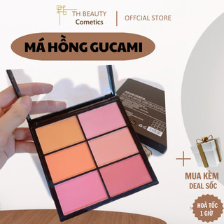  Bảng phấn má hồng Guicami 6 màu Hồng viền Cà rốt Quả mơ Cam Trang điểm màu da Cháy nắng tự nhiên Trang điểm 6 màu 