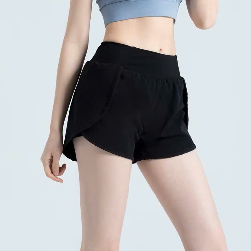 Quần đùi tập gym yoga chạy bộ  bơi 2 lớp có túi đựng điện thoại, quần short nữ vải mát