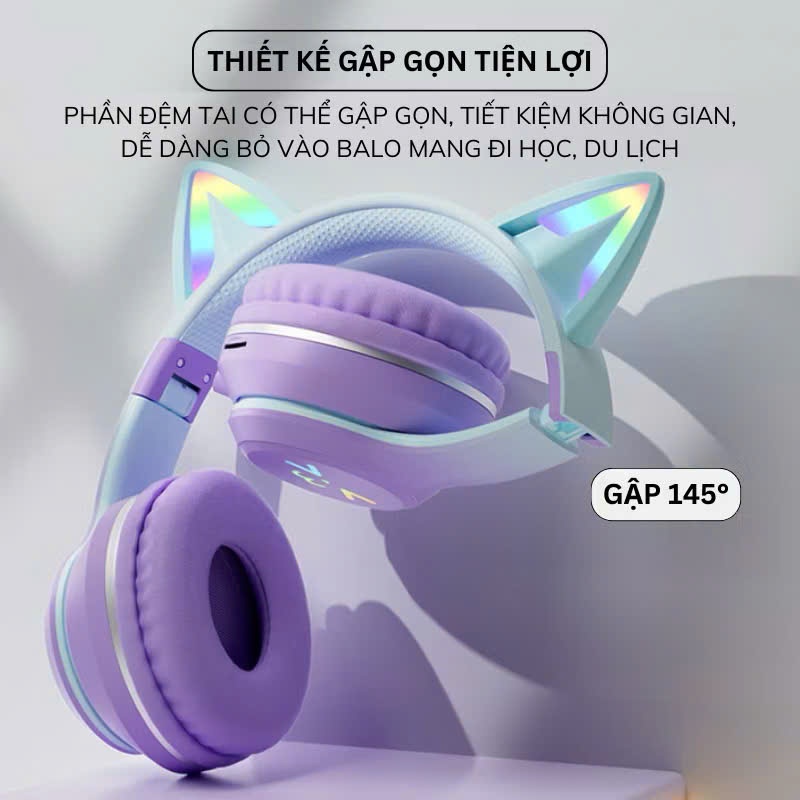 Tai nghe bluetooth Không Dây BAK Chống Ôn Tích Hợp Mic Đèn LED RGB Âm Bass Mạnh BAK23 | BigBuy360 - bigbuy360.vn