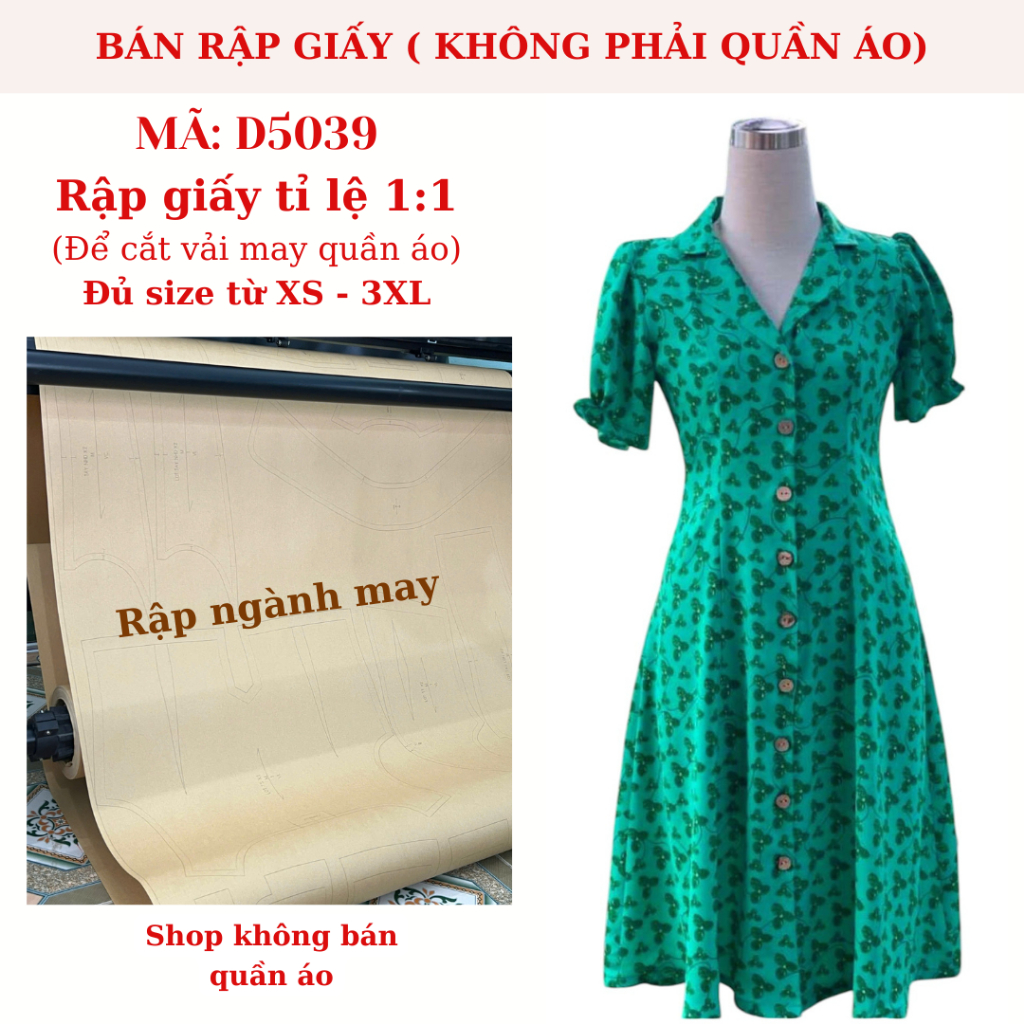 RẬP GIẤY ĐẦM MÃ D5039 ( KHÔNG CẮT SẴN )