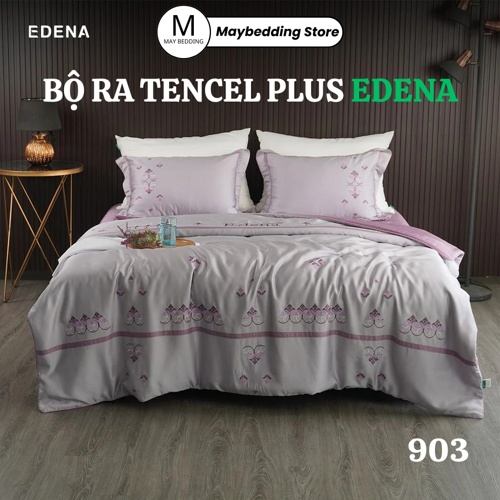 Bộ Chăn Ga Gối Tencel Plus100s EDENA Cao Cấp Mã 903, Hàng Chính Hãng