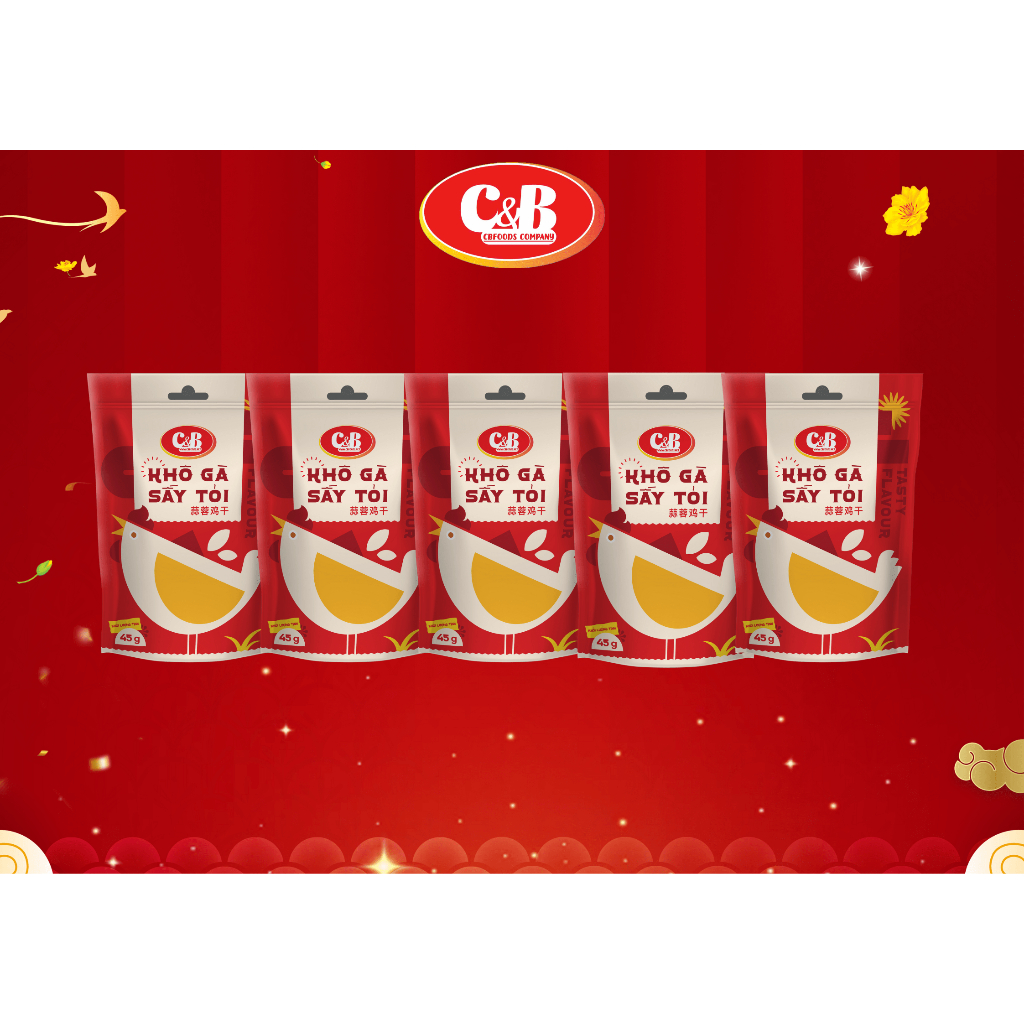 COMBO KHÔ GÀ SẤY TỎI C&B GÓI 45G