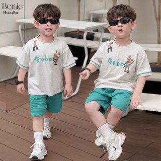 Bộ cộc tay bé trai Robot phối xanh Bernie cực chất - Bộ hè bé trai 9-24kg - H1224B11