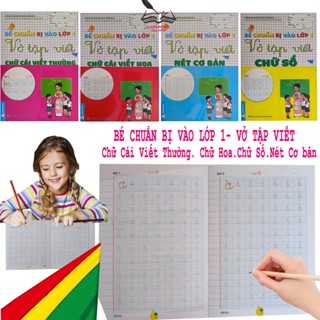 Sách- Bộ 4 Quyển Vở Tập Viết Dành Cho Bé Chuẩn Bị Vào Lớp 1 Kèm Quà Tặng Bảng Âm Vần