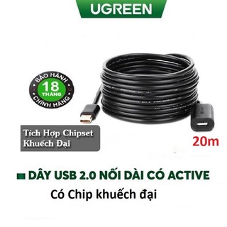 Cáp nối dài usb 20m ugreen 10324 có chip khuếch đại - hàng chính hãng
