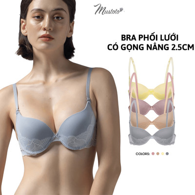 [CÚP NHỎ] Áo Lót Nữ Mustoto Mút Vừa 2,5cm Có Gọng Nâng Phối Lưới (MA46)
