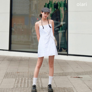 Đầm 2 Dây Nữ OLARI Dáng Chữ A Đính Nút Ngọc - OL377 - Hana Dress