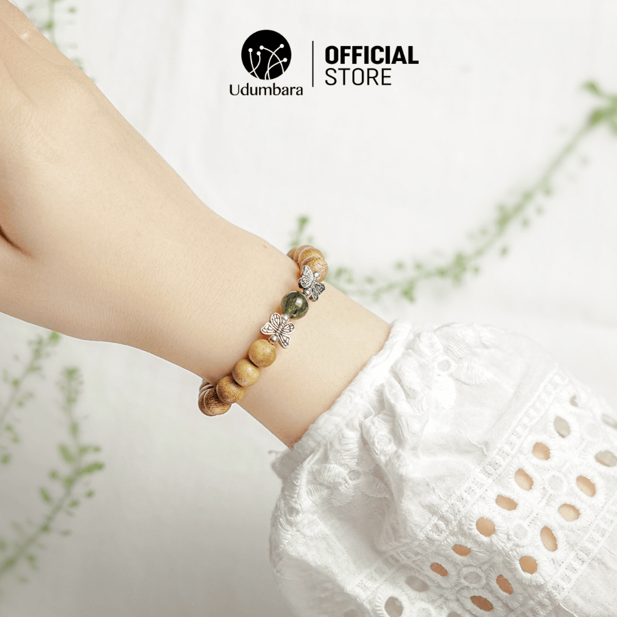 Vòng tay trầm hương nữ mệnh mộc charm s925 đơn giản bình an phong thủy may mắn Udumbara