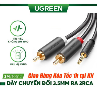 Cáp âm thanh 3.5mm ra 2 đầu hoa sen av dài 5m ugreen 10513 - hàng chính hãng