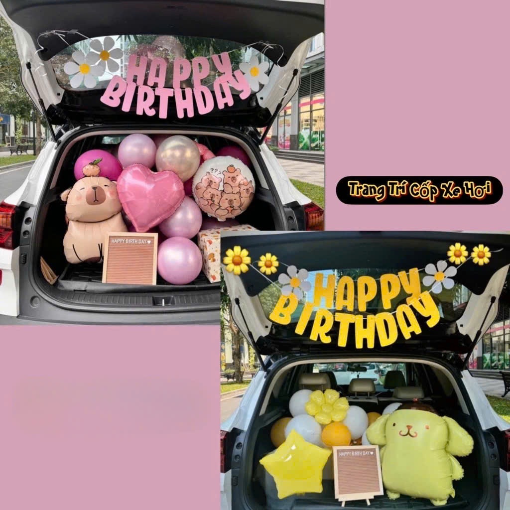 Set bóng trang trí sinh nhật trong cốp xe