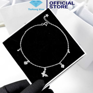Lắc chân nữ hồ điệp điệu đà mix charm chuẩn bạc ta- THU HUONG SILVER