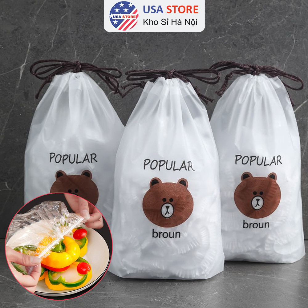 Bịch Lớn Màng Bọc Thực Phẩm Túi Gấu, Màng Bọc Thực Phẩm Pe Có Chun Bọc Đồ Ăn Co Giãn Tái Sử Dụng Nhiều Lần