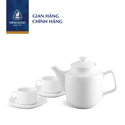 Bộ Trà Sứ Cao Cấp Minh Long - Jasmine - Trắng