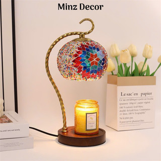  Đèn đốt nến thơm chụp tròn đính hạt siêu đẹp mã sản phẩm 035 