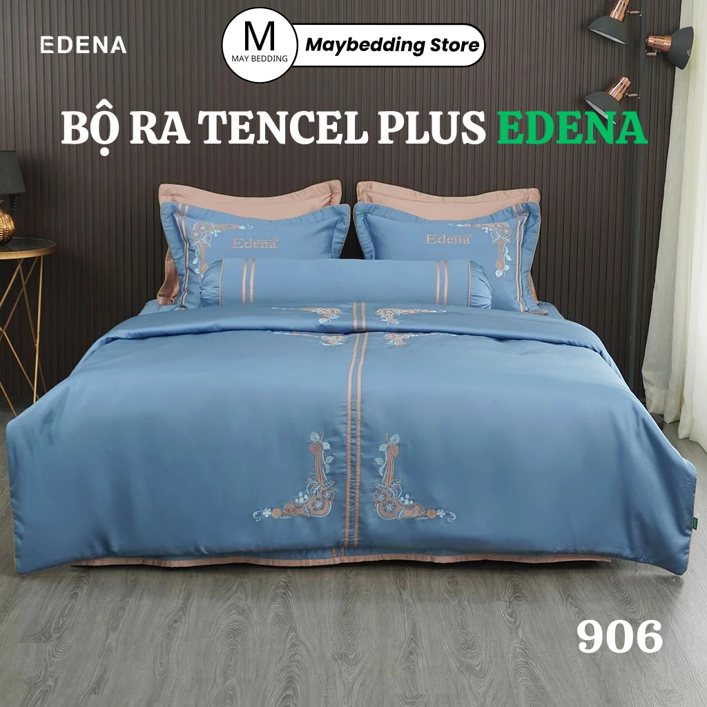 Bộ Chăn Ga Gối Tencel Plus100s EDENA Cao Cấp Mã 906, Hàng Chính Hãng