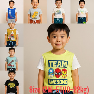  Áo thun bé trai tay ngắn size nhí 12M- 5T 10-22kg  Vnxk 