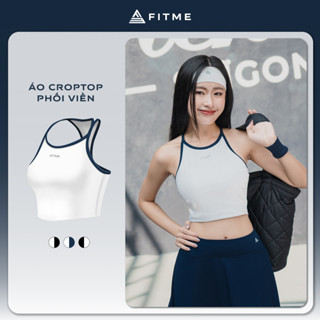 Áo pickleball tennis nữ Fitme GOC dáng croptop phối viền chất thun co giãn, đồ tập kháng khuẩn thấm hút mồ hôi ASPV01