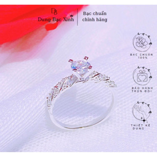 nhẫn đính đá xoắn vai xinh xắn , nhẫn nữ bạc ta Dung Bạc Xinh