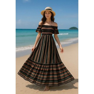 Đầm Maxi Cúp Ngực - Tay Bo Bèo Thiết Kế Lạ Mắt Với Họa Tiết Thổ Cẩm Cá Tính ( by Maxi Đẹp)
