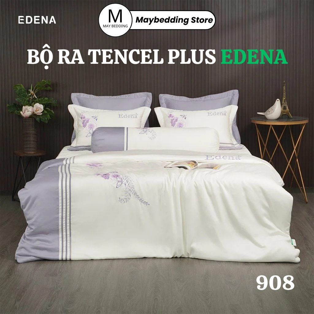 Bộ Chăn Ga Gối Tencel Plus100s EDENA Cao Cấp Mã 908, Hàng Chính Hãng