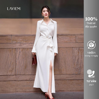 LAVIEM - Áo sơ mi trắng dài tay cổ phối ren kết hợp chân váy dài nhún eo - Oscar Shirt & Oscar Skirt