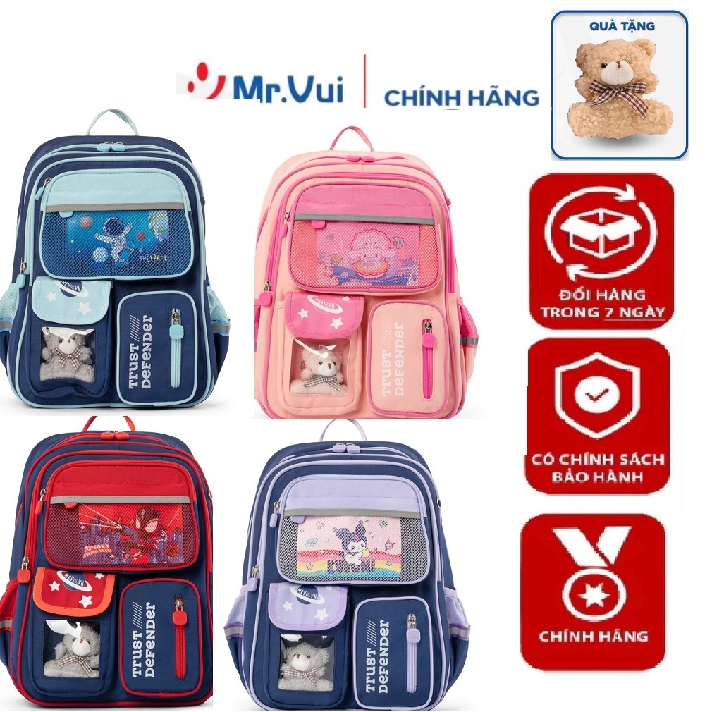 Balo thời trang học sinh Mr Vui cặp sách bé trai, bé gái cấp 1, tiểu học vải cao cấp BLH 1000 khóa s