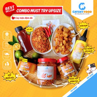 Bánh tráng phơi sương CATSKY FOOD combo bánh tráng sốt muối béo đồ ăn vặt tiện lợi - COMBO MUST TRY