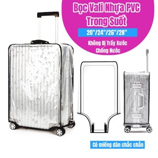 Vỏ bọc vali trong suốt viền đen, áo trùm vali PVC dày dặn, chống xước, chống nước, chống trầy