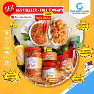 Bánh tráng phơi sương CATSKY FOOD combo bánh tráng sốt muối béo đồ ăn vặt - COMBO BEST SELLER