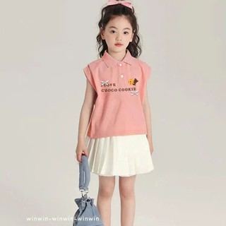  Set Váy Phong Cách Hàn Quốc Áo Cổ Bẻ In Thỏ Melody ,Good Day Cookie Kèm Chân Váy Xếp Ly Bé Gái Nexxi 