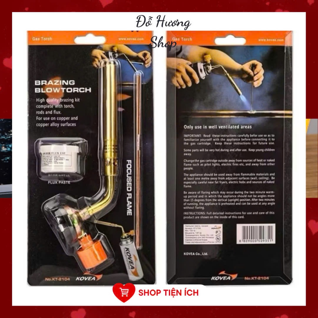 Khò gas mini, Đèn Khò Hàn ống đồng Kt-2104 + TẶNG kèm bột Hàn Que Hàn Cao Cấp - Đầu khò gas cầm tay