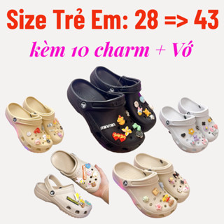 Dép cross clog classic 🎁 FREESHIP + TẶNG VỚ 🎁 thể thao quai ngang nam nữ đế 3cm có tem mác trustvnxk