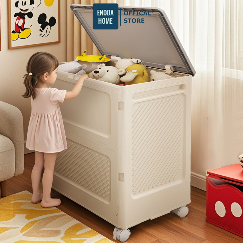 Hộp Đựng Đồ Chơi Gấp Gọn ENODA HOME, Dung Tích Lớn, Có Bánh Xe