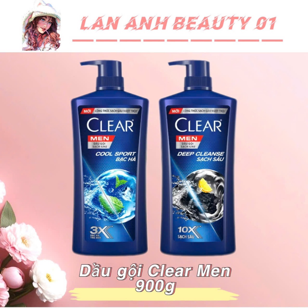 Dầu Gội Đầu Clear Men Cool Sport Bạc Hà 900g