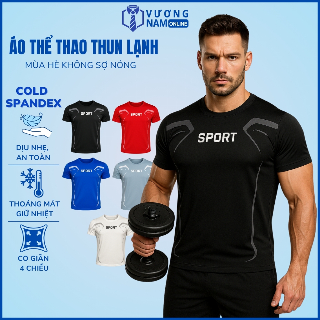 Áo thể thao nam SPORT ngắn tay cổ tròn đẹp vải thun lạnh cao cấp VNO96
